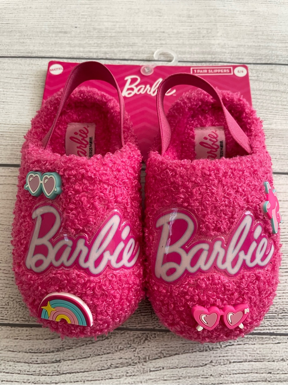 Barbie Pink Faux Fur Slip-On Slippers for Toddler Girls